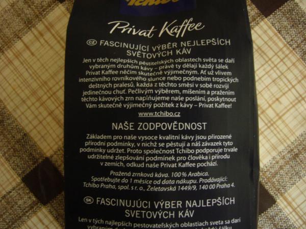 Tchibo - Privat Kaffee - Espresso Milano style 250g text